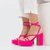 Stradivarius High Heel Sandalette - Neon Pink