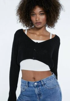 Stradivarius CROPPED 07516155 - Strickjacke - Black