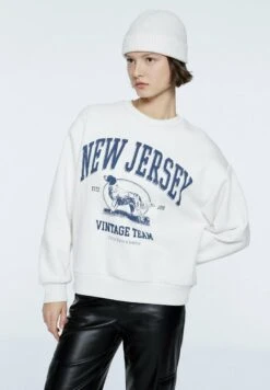 Stradivarius BASIC- MIT PRINT 06624128 - Sweatshirt - Off White