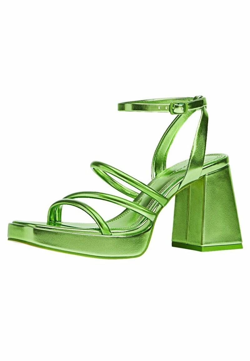 Stradivarius WITH METALLIC STRAPS - Plateausandalette - Green 3 Stradivarius WITH METALLIC STRAPS - Plateausandalette - Green – Bild 3