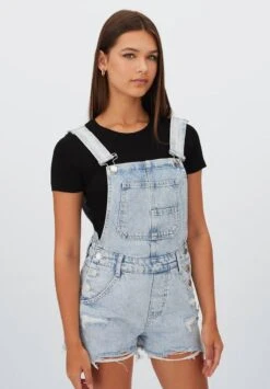 Stradivarius Latzhose - Light Blue