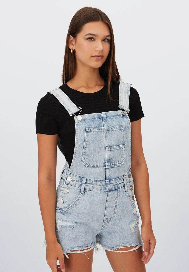 Stradivarius Latzhose - Light Blue 1 Stradivarius Latzhose - Light Blue