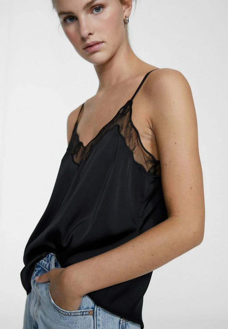 Stradivarius TRIMMED - Top - Black 4 Stradivarius TRIMMED - Top - Black – Bild 4