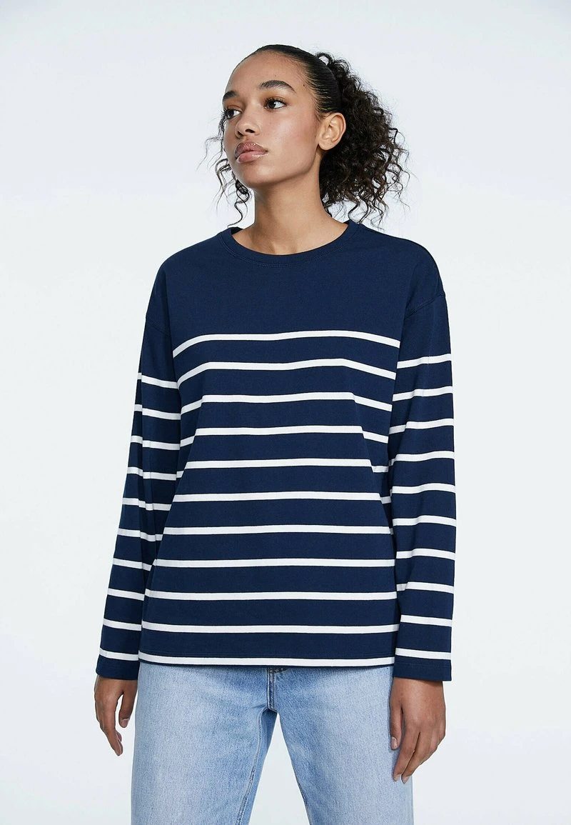 Stradivarius MIT STREIFEN - Langarmshirt - Dark Blue 1 Stradivarius MIT STREIFEN - Langarmshirt - Dark Blue