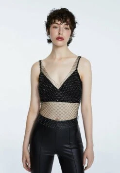 Stradivarius GLÄNZENDES - Top - Black