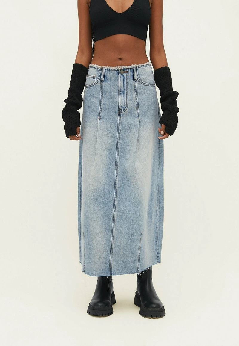 Stradivarius PLEATED - Maxirock - Dirty Denim 1 Stradivarius PLEATED - Maxirock - Dirty Denim