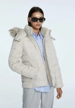 Stradivarius MIT ABNEHMBARER KAPUZE - Winterjacke - Beige