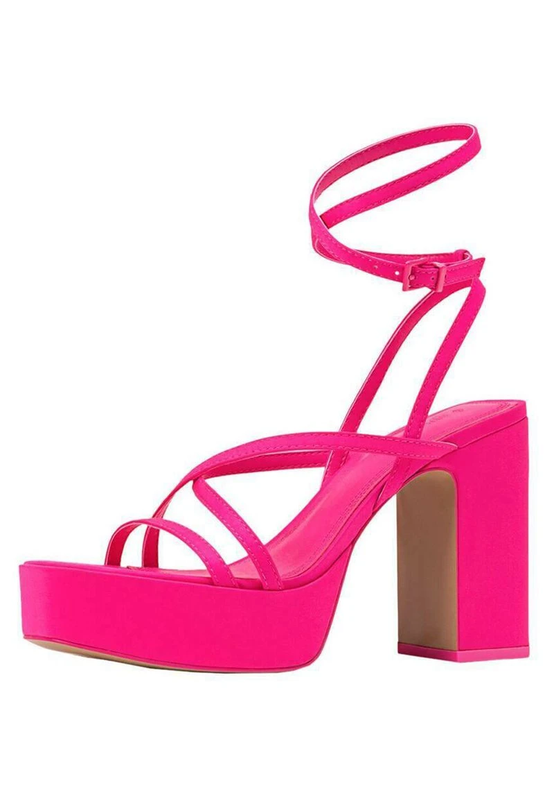 Stradivarius High Heel Sandalette - Neon Pink 3 Stradivarius High Heel Sandalette - Neon Pink – Bild 3