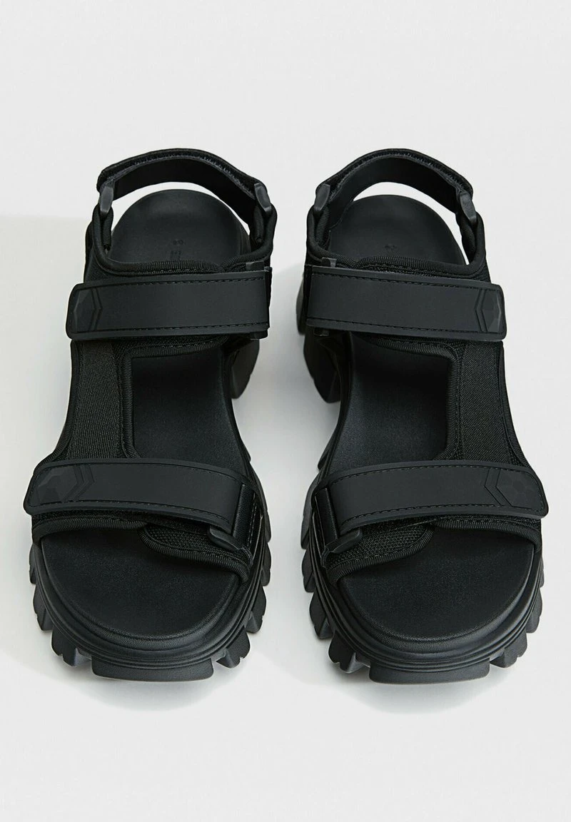 Stradivarius FLAT SPORTY - Plateausandalette - Black 4 Stradivarius FLAT SPORTY - Plateausandalette - Black – Bild 4