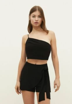 Stradivarius ASYMMETRIC RUSTIC - Top - Black