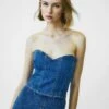 Stradivarius Bustier - Dark Blue Denim