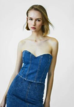 Stradivarius Bustier - Dark Blue Denim