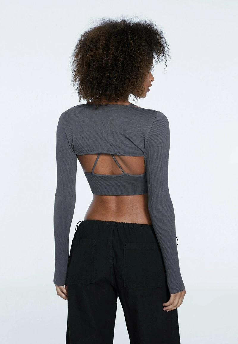 Stradivarius NAHTLOSER - Strickjacke - Dark Grey 3 Stradivarius NAHTLOSER - Strickjacke - Dark Grey – Bild 3