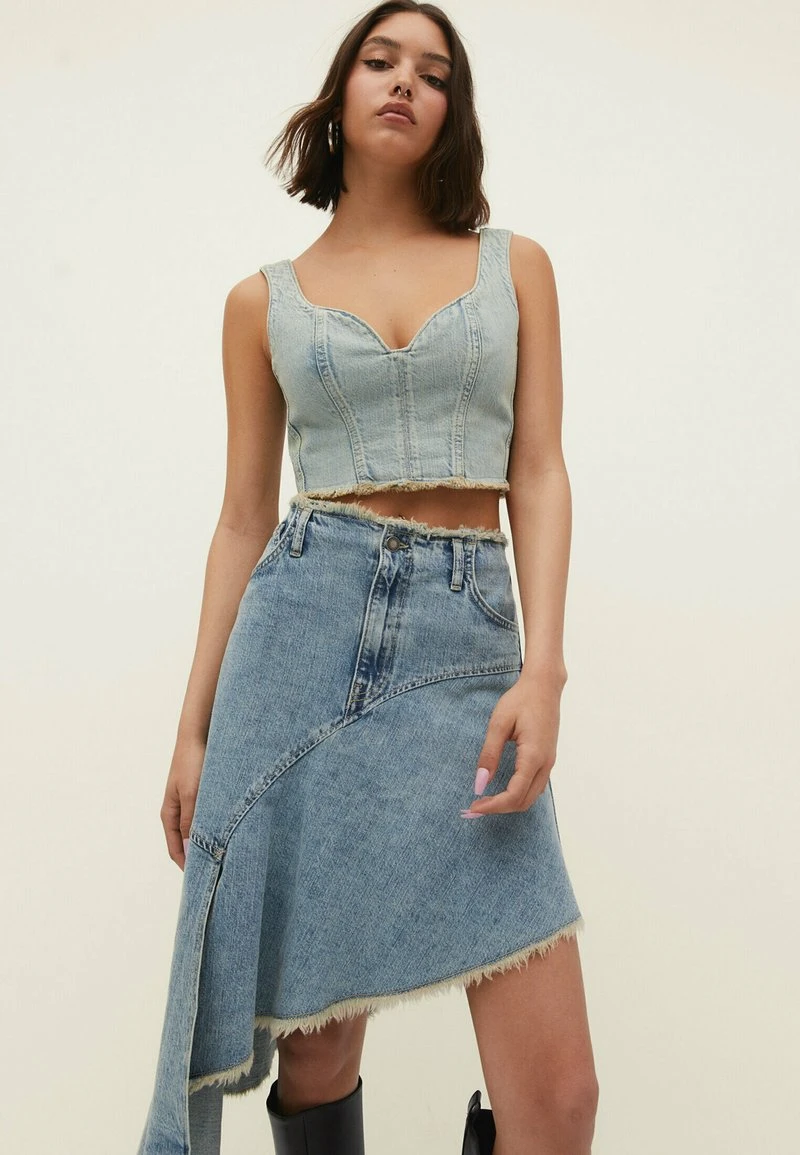 Stradivarius CORSET - Bluse - Dirty Denim 1 Stradivarius CORSET - Bluse - Dirty Denim