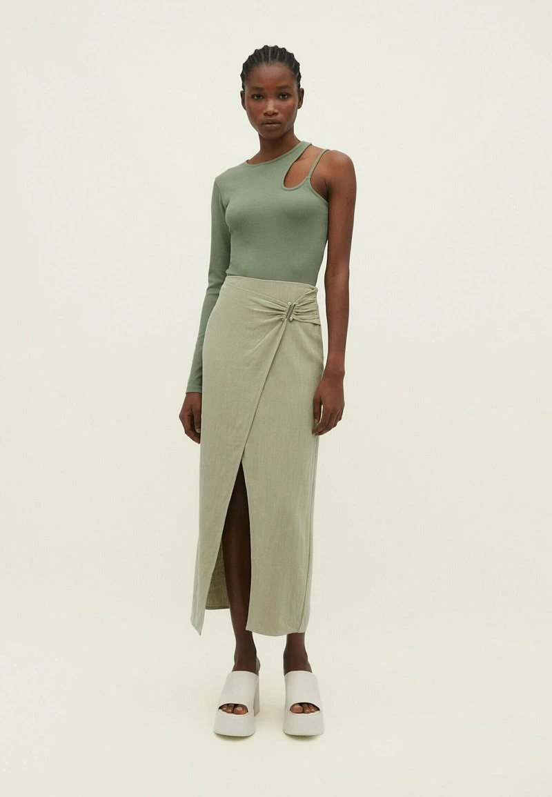 Stradivarius RUSTIC MIDI - Wickelrock - Light Green 2 Stradivarius RUSTIC MIDI - Wickelrock - Light Green – Bild 2