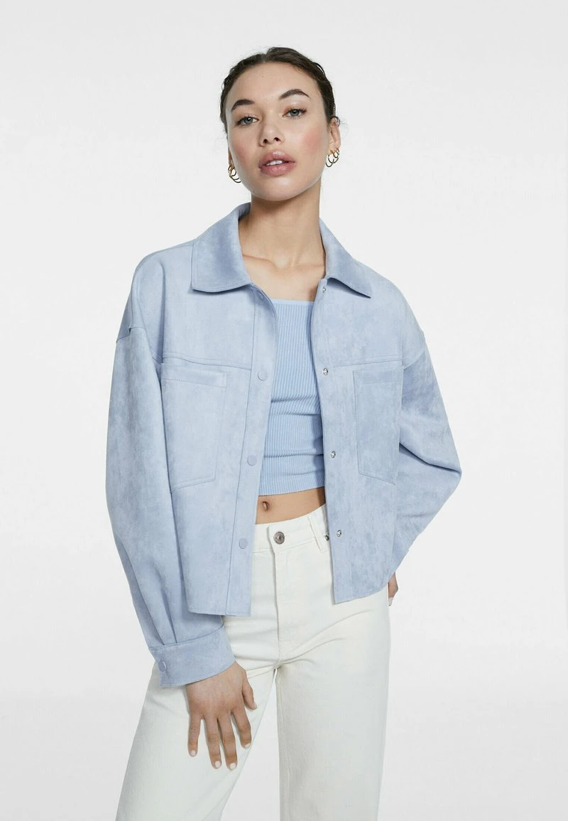 Stradivarius Kunstlederjacke - Light Blue 1 Stradivarius Kunstlederjacke - Light Blue