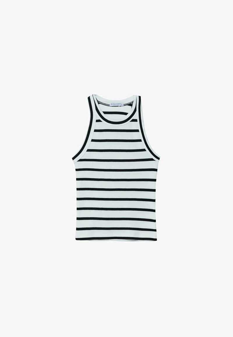 Stradivarius BASIC STRIPED RACERBACK - Top - White 5 Stradivarius BASIC STRIPED RACERBACK - Top - White – Bild 5