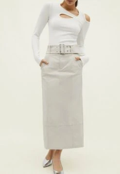 Stradivarius BELTED BENGALINE - Maxirock - Stone