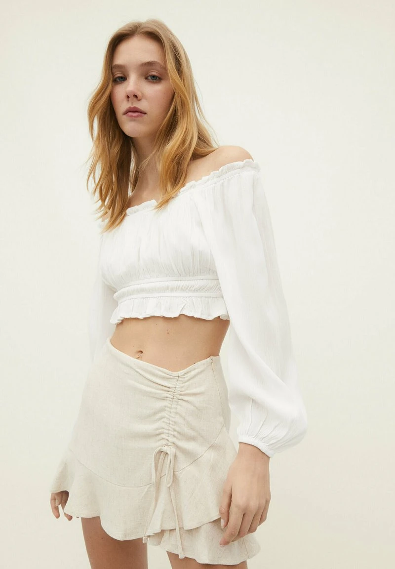 Stradivarius RUSTIC-STYLE WITH RUFFLES - A-Linien-Rock - Stone 5 Stradivarius RUSTIC-STYLE WITH RUFFLES - A-Linien-Rock - Stone – Bild 5