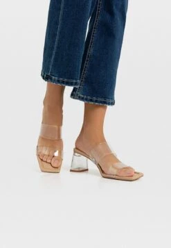 Stradivarius MIT ABSATZ AUS VINYL - High Heel Sandalette - Nude