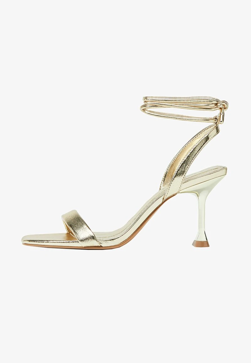 Stradivarius TIED STILETTO - High Heel Sandalette - Gold Coloured 2 Stradivarius TIED STILETTO - High Heel Sandalette - Gold Coloured – Bild 2