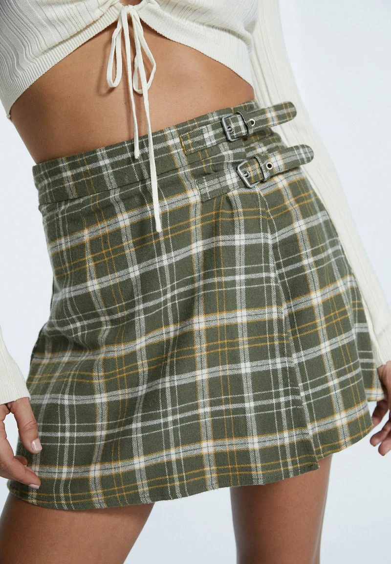 Stradivarius KARIERTER - Wickelrock - Mottled Green 4 Stradivarius KARIERTER - Wickelrock - Mottled Green – Bild 4