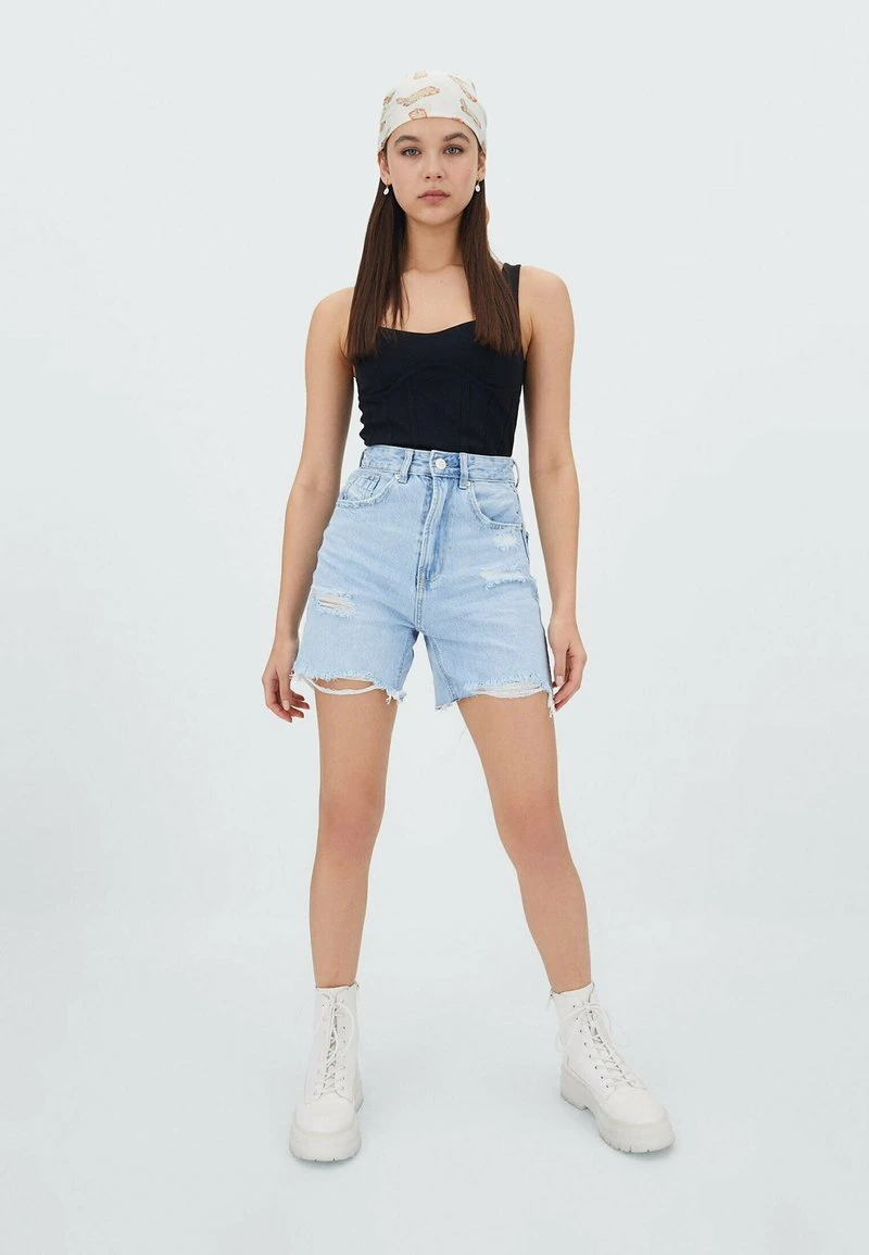 Stradivarius LONGLINE - Jeans Shorts - Light Blue 2 Stradivarius LONGLINE - Jeans Shorts - Light Blue – Bild 2