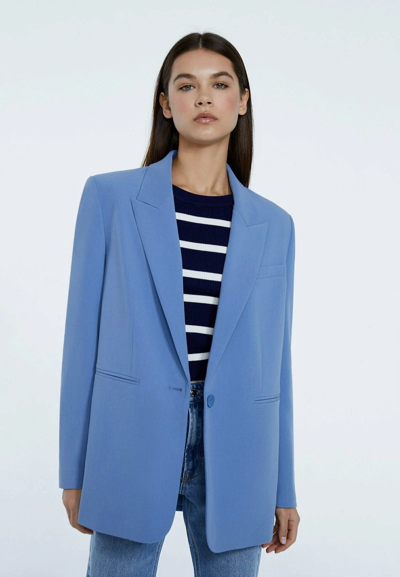 Stradivarius MIT KNOPF - Kurzmantel - Blue 1 Stradivarius MIT KNOPF - Kurzmantel - Blue