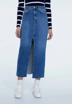 Stradivarius LANGER IM COMFORT-FIT - Jeansrock - Mottled Royal Blue