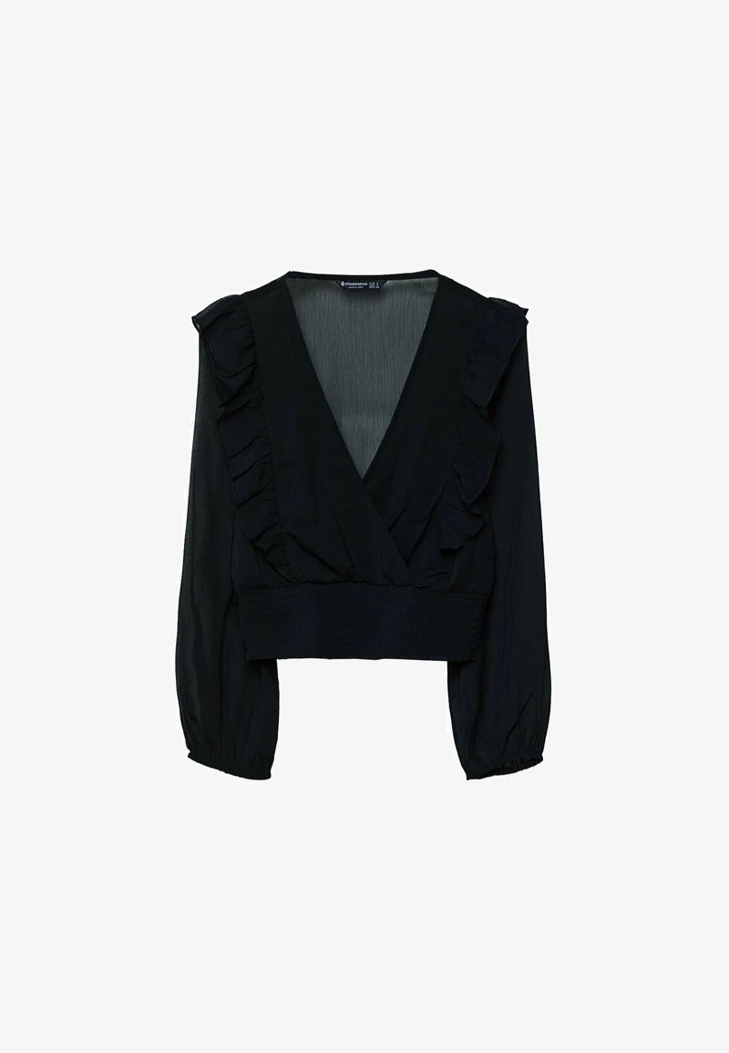 Stradivarius PLAIN RUFFLED ELASTIC - Bluse - Black 5 Stradivarius PLAIN RUFFLED ELASTIC - Bluse - Black – Bild 5