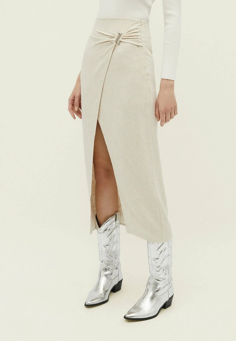 Stradivarius RUSTIC MIDI - Wickelrock - Stone 1 Stradivarius RUSTIC MIDI - Wickelrock - Stone