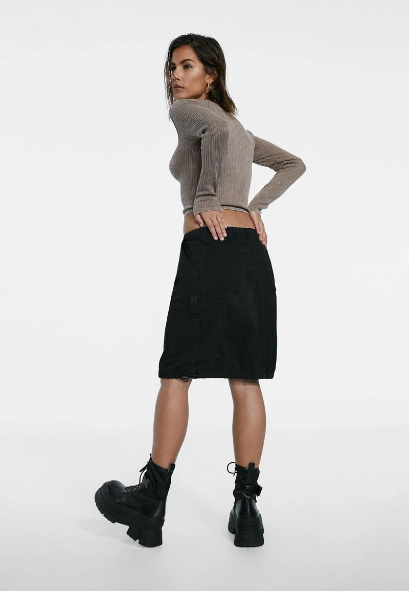 Stradivarius WITH STOPPERS - Jeansrock - Black 3 Stradivarius WITH STOPPERS - Jeansrock - Black – Bild 3