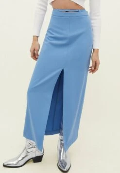 Stradivarius SMART WITH WAISTBAND DETAIL - A-Linien-Rock - Mottled Light Blue