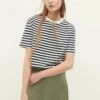 Stradivarius STRIPED CROPPED - T-Shirt Print - Dark Blue