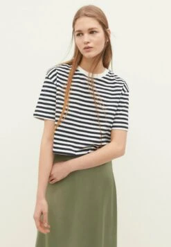 Stradivarius STRIPED CROPPED - T-Shirt Print - Dark Blue