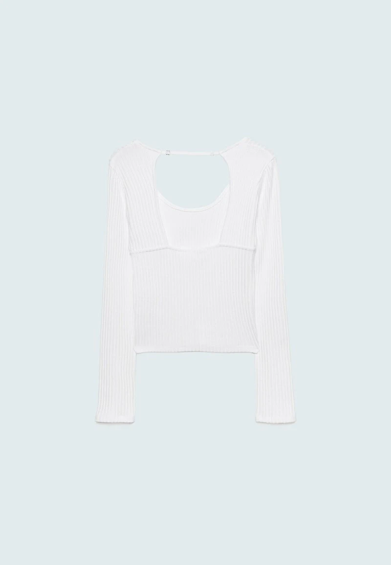 Stradivarius WITH STRAP AT THE BACK - Langarmshirt - White 6 Stradivarius WITH STRAP AT THE BACK - Langarmshirt - White – Bild 6