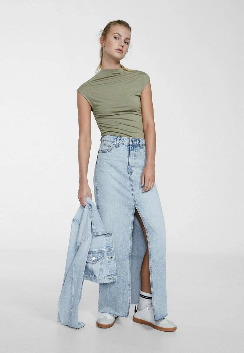 Stradivarius GATHERING - T-Shirt Basic - Khaki 2 Stradivarius GATHERING - T-Shirt Basic - Khaki – Bild 2