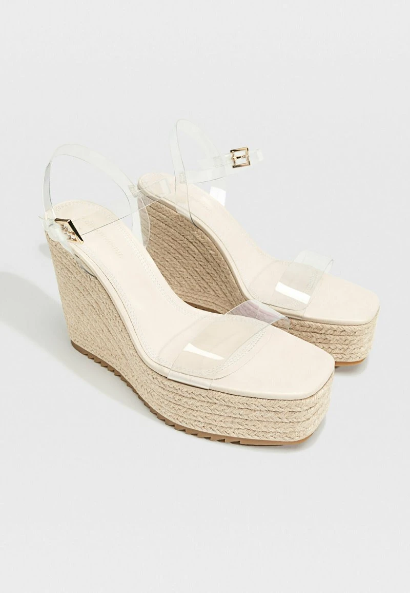 Stradivarius WITH ANKLE STRAPS - Keilsandalette - Nude 3 Stradivarius WITH ANKLE STRAPS - Keilsandalette - Nude – Bild 3