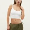Stradivarius CROP WITH WIDE STRAPS - Top - White