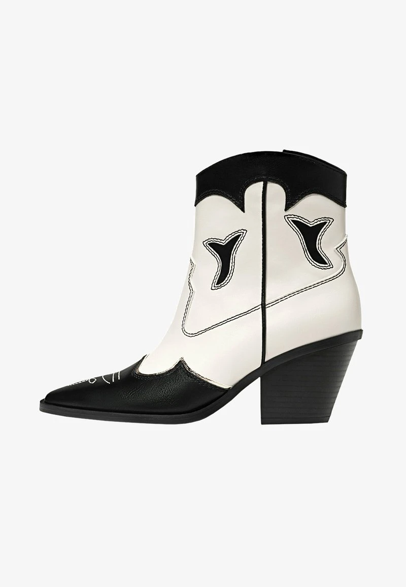 Stradivarius Cowboy-/Bikerstiefelette - Black White 2 Stradivarius Cowboy-/Bikerstiefelette - Black White – Bild 2