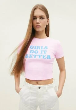Stradivarius T-Shirt Print - Light Pink