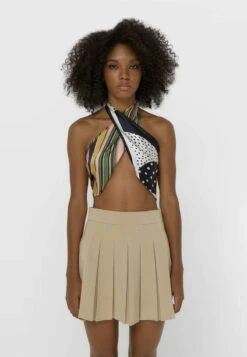 Stradivarius Faltenrock - Beige