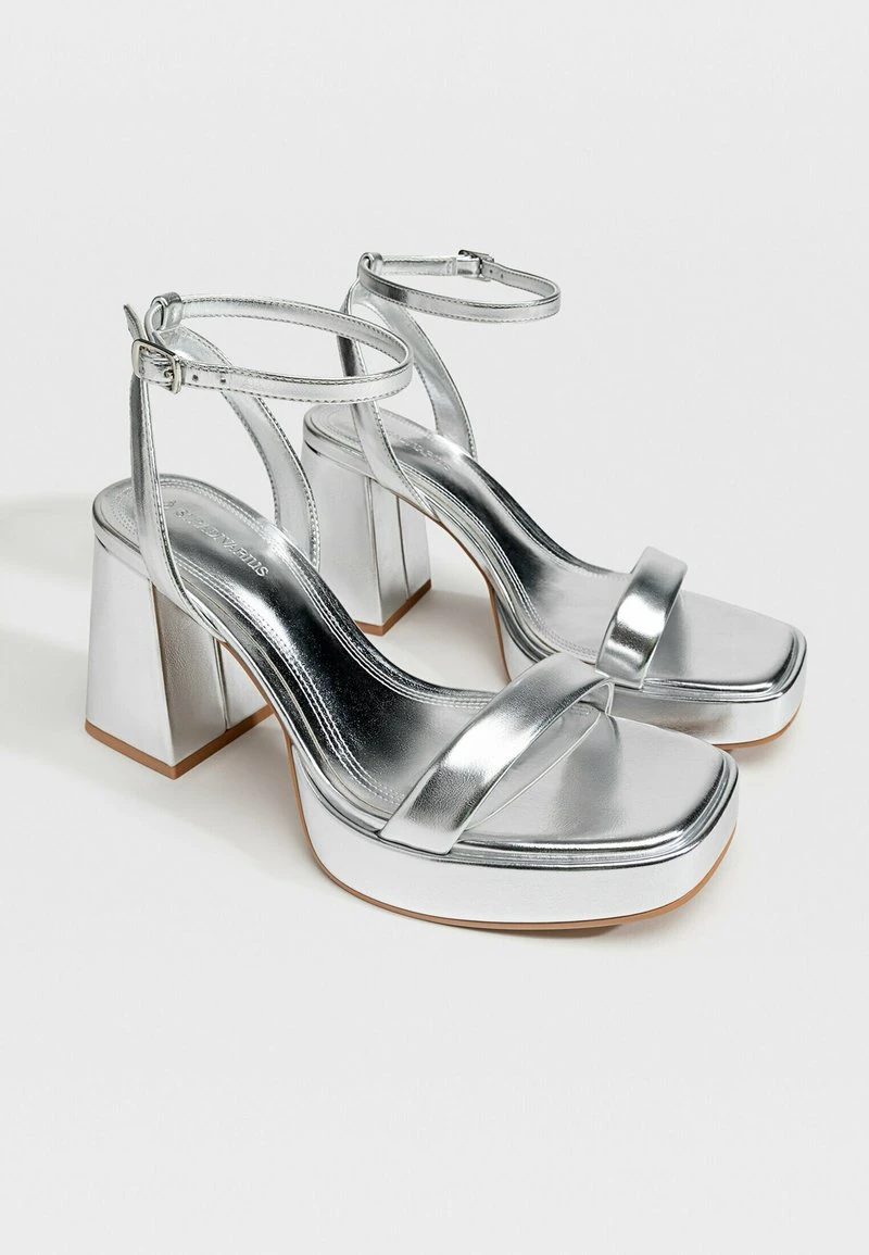 Stradivarius High Heel Sandalette - Silver Coloured 4 Stradivarius High Heel Sandalette - Silver Coloured – Bild 4