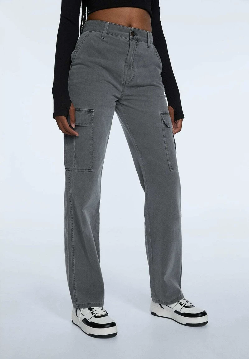 Stradivarius STRAIGHT FIT - Cargohose - Dark Grey 1 Stradivarius STRAIGHT FIT - Cargohose - Dark Grey