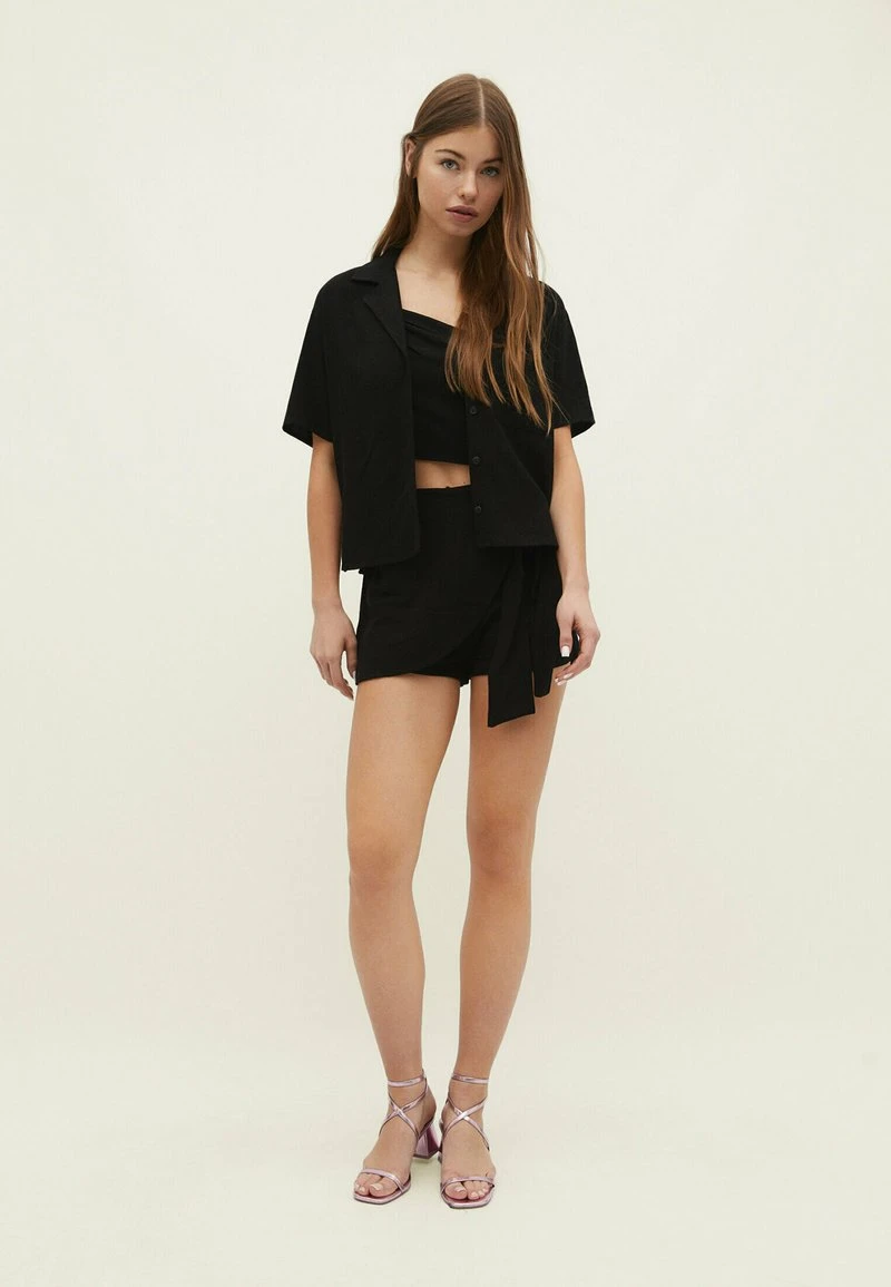 Stradivarius ASYMMETRIC RUSTIC - Top - Black 2 Stradivarius ASYMMETRIC RUSTIC - Top - Black – Bild 2