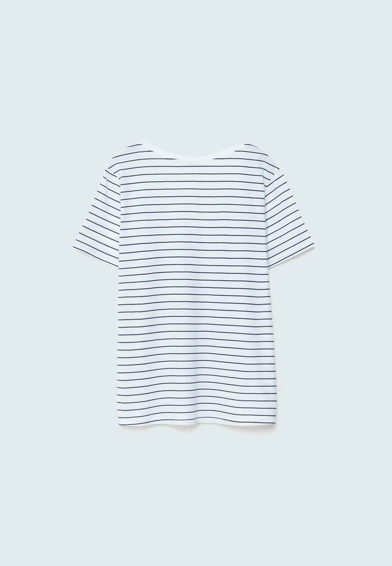 Stradivarius BASIC STRIPED V-NECK - T-Shirt Print - White 6 Stradivarius BASIC STRIPED V-NECK - T-Shirt Print - White – Bild 6