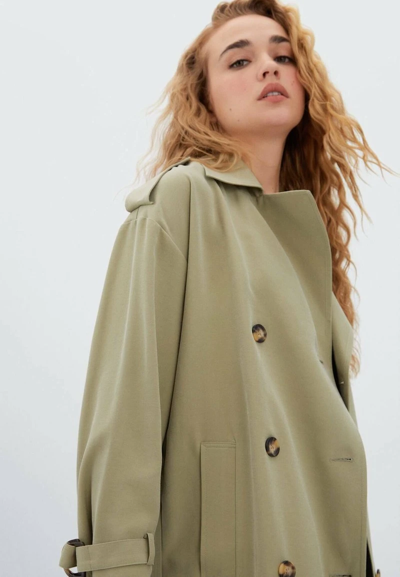 Stradivarius Trenchcoat - Mottled Green 4 Stradivarius Trenchcoat - Mottled Green – Bild 4