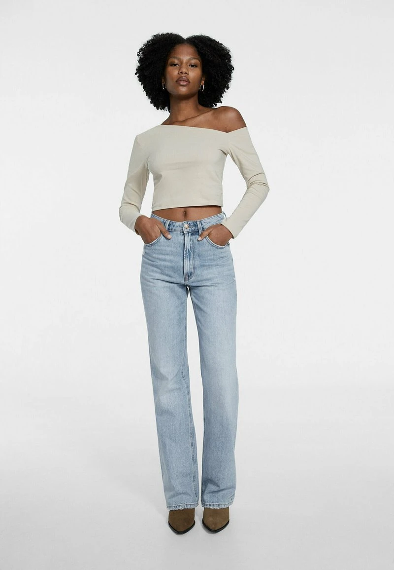 Stradivarius LONG SLEEVE WITH ASYMMETRIC NECKLINE - Langarmshirt - Stone 2 Stradivarius LONG SLEEVE WITH ASYMMETRIC NECKLINE - Langarmshirt - Stone – Bild 2