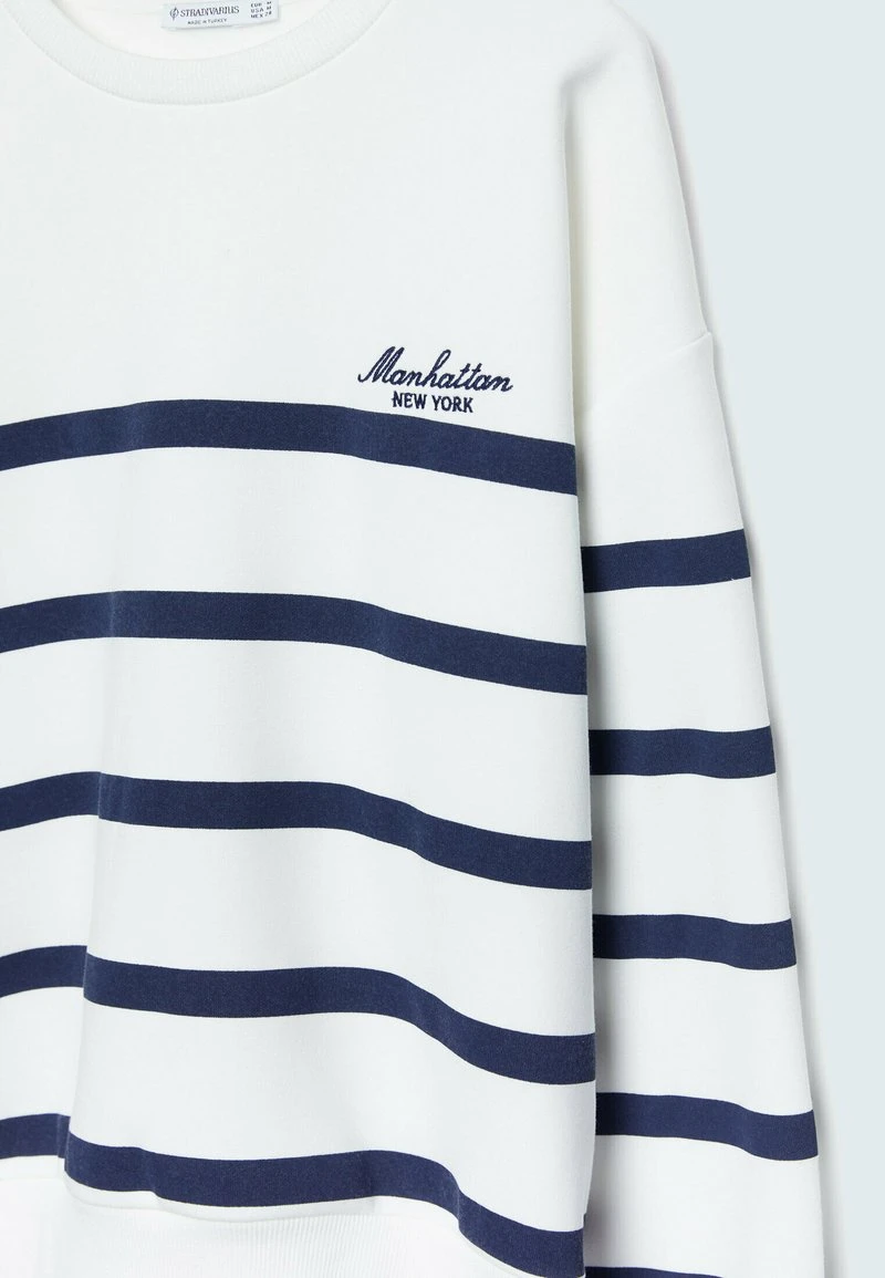 Stradivarius GESTREIFTES MIT STICKEREI - Sweatshirt - White 6 Stradivarius GESTREIFTES MIT STICKEREI - Sweatshirt - White – Bild 6