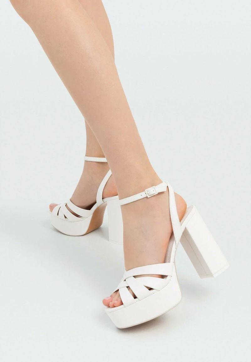 Stradivarius MIT PLATEAU-ABSATZ - High Heel Sandalette - White 3 Stradivarius MIT PLATEAU-ABSATZ - High Heel Sandalette - White – Bild 3